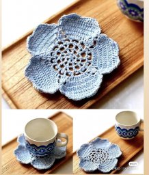 Вязаная подставка по чашку