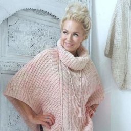 Теплое пончо, вяжем спицами