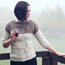 Джемпер узором "Листья", вяжем крючком