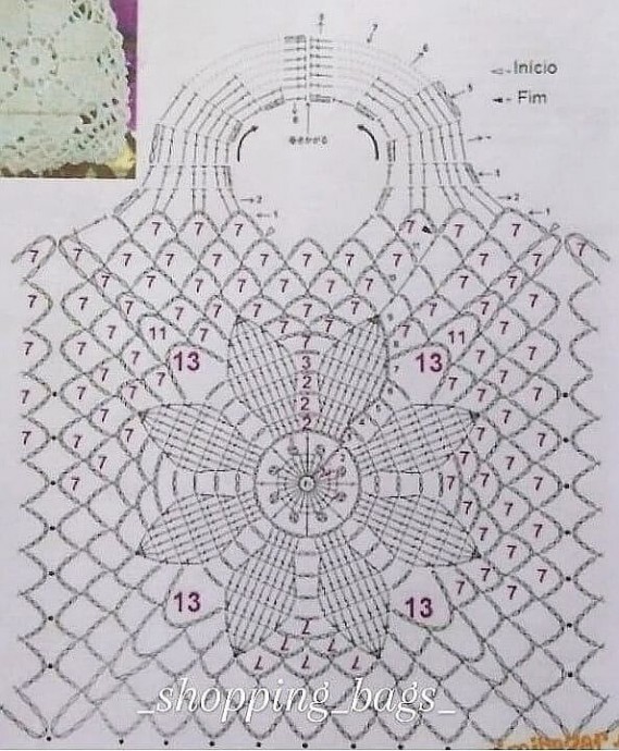 Авоська с центральным мотивом крючком