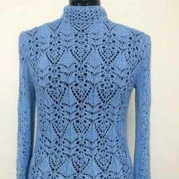 Пуловер с использованием ажурных японских узоров, вяжем спицами