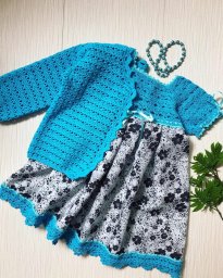 Нарядный комплект для девочки — волшебное сочетание вязаного и тканевого!