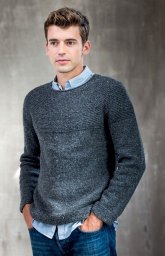 Мужской джемпер из твида, вяжем спицами