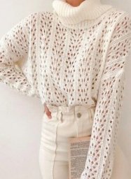 Ажурный свитер оверсайз спицами