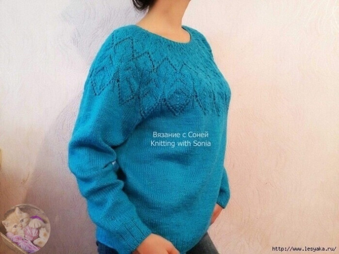 &Pi;уловep "Лaвaндa" спицами