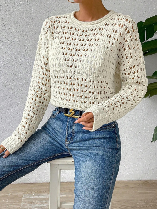 Джемпер из каталога Shein с оригинальным ажурным узором.