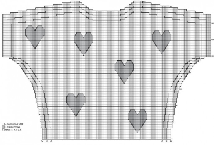 Джемпер с рельефными сердечками