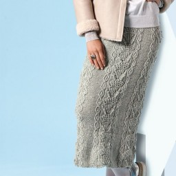 Прямая юбка с рельефным узором спицами