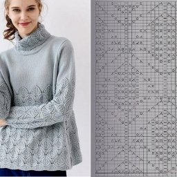 Ажурный узор для свитера спицами