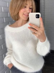 Пушистый джемпер спицами