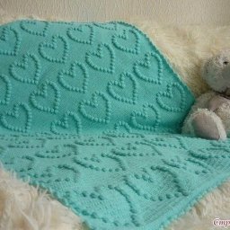 Плед "сердечный", вяжем с любовью