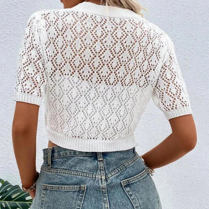 Укороченный ажурный жакет: легкость и стиль