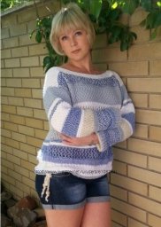 Джинсовый Деним интересный джемпер в полоску спицами