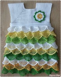 Сарафан для девочек, вяжем крючком