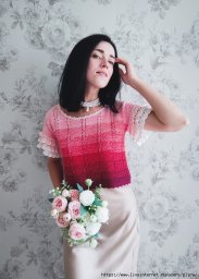 Кофточка "Розовый закат" крючком