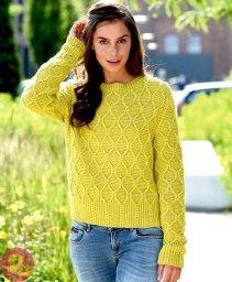 Желтый пуловер спицами
