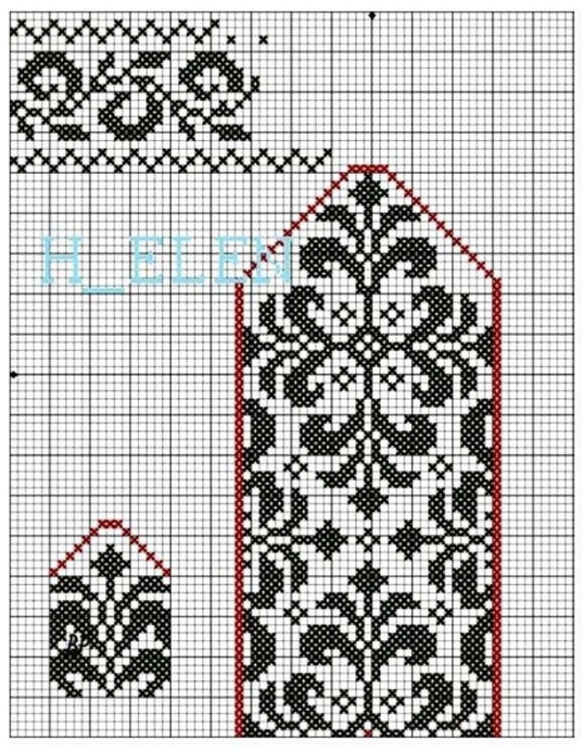 Схема красивого орнамента для варежек жаккардом