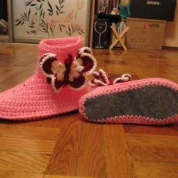 Теплые тапочки-сапожки на войлочной подошве