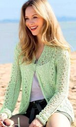 Кардиган узором из ажурных дорожек