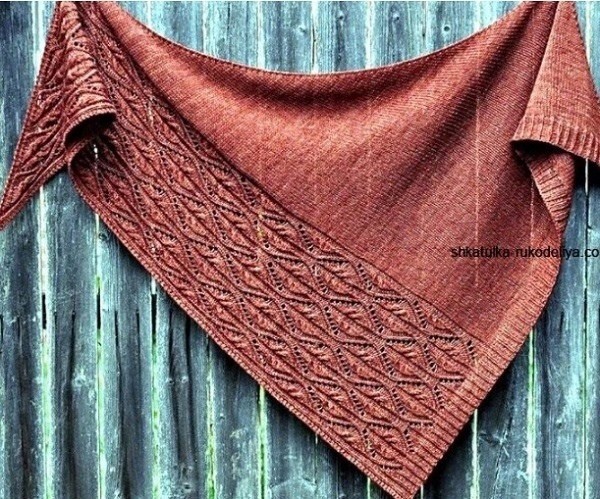 Шикарная шаль, связанная спицами. Схема узора Шикарная шаль, связанная спицами. Схема узора