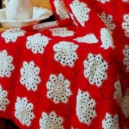 Мотив со снежинкой для пледа, вяжем крючком