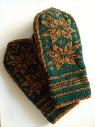 Норвежские варежки двухсторонним жаккардом