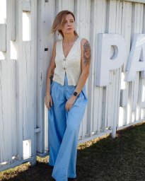 Топ с пуговицами, вяжем спицами