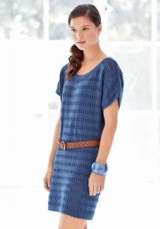 Синее платье спицами