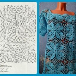 Туника из мотивов, связанных крючком
