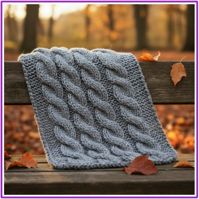 Вязаный шарф с рельефным узором