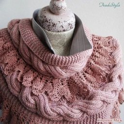 Шарф-снуд "Стефания" спицами с отделкой крючком