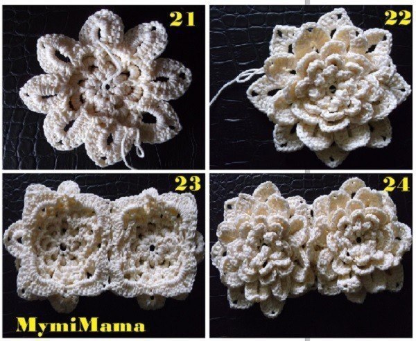 Красивый объемный цветок, вяжем крючком