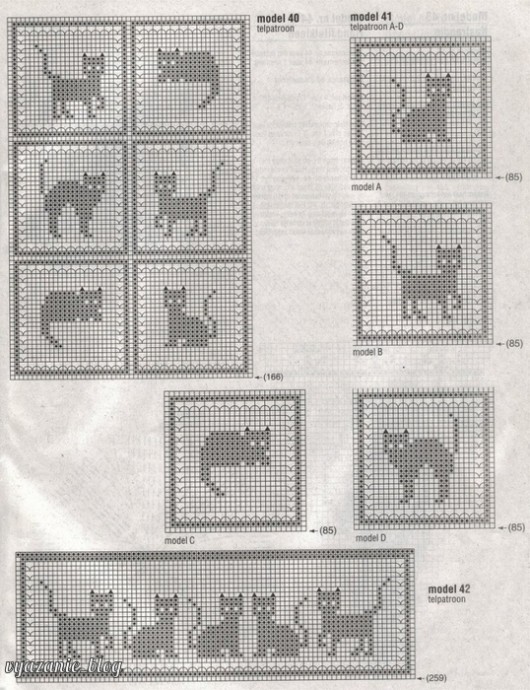 Схемы для вязания изделий с котиками