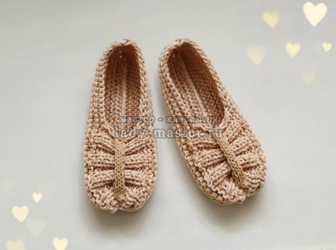 Простые тапочки спицами