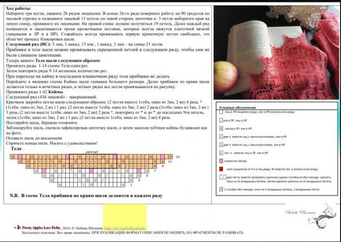 Красивая шаль "Зимние яблоки", вяжем спицами Красивая шаль "Зимние яблоки", вяжем спицами