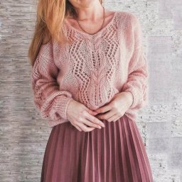 Джемпер спицами с узором N° 126 из книги японского дизайнера Хитоми Шида