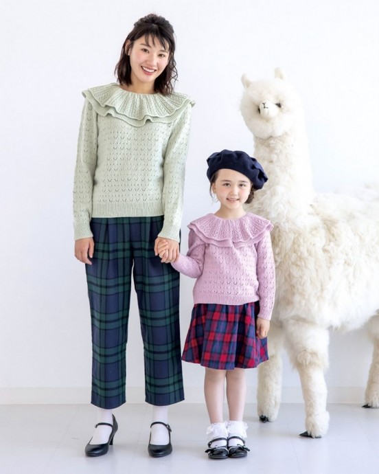 Комплект свитеров: мама и дочка, вяжем спицами