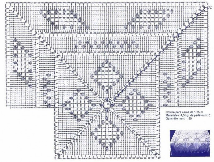 Красивый плед из мотивов крючком