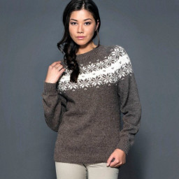 ​Коричневый джемпер с жаккардовой кокеткой