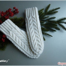 Шапочка и варежки "Белоснежные узоры"
