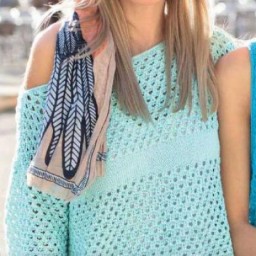 Ажурный пуловер со спущенным плечом