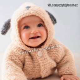 ​Детское пальто с капюшоном спицами