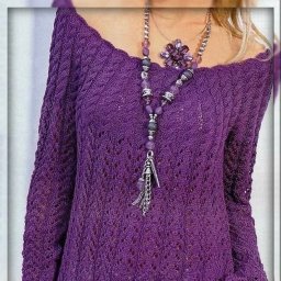 Пуловер - туника ажурным узором