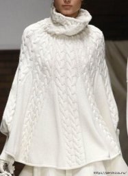 Пончо с манжетами, связанное спицами