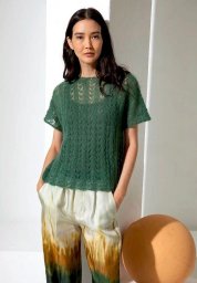 Ажурный пуловер с коротким рукавом