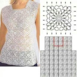 Ажурный летний топ, связанный из мотивов
