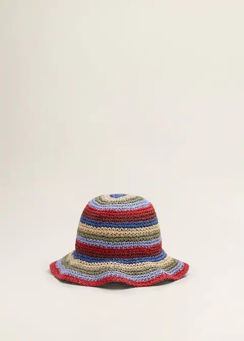 Разноцветная шляпа крючком