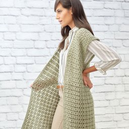 Удлиненный жилет, вяжем крючком