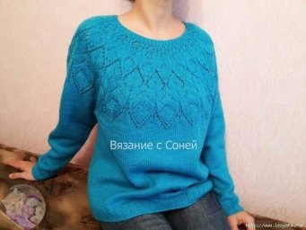 Πуловep "Лaвaндa" спицами