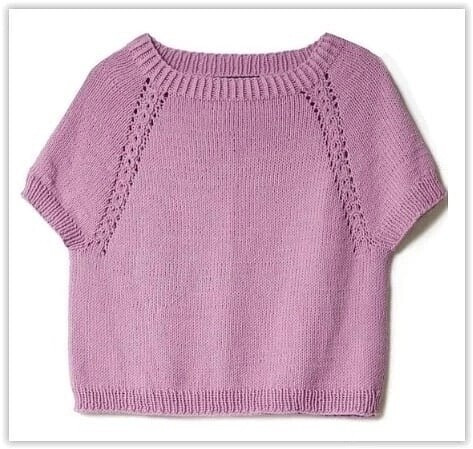 Топ лицевой гладью с рукавами реглан